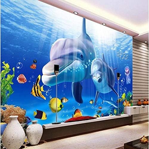 XLMING Cartoon Ozean Blauer Delphin 3D Tapeten Home Esszimmer Sofa Schlafzimmer Wohnzimmer TV Hintergrund-400cm×280cm