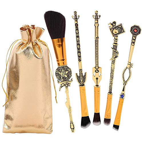 Emowpe Makeup Pinsel Set, 5 Stücke JoJo's Bizarre Adventure Makeup Pinsels Augenpinsel Lippenpinsel Puderpinsel Pinselset mit Aufbewahrungsbeutel