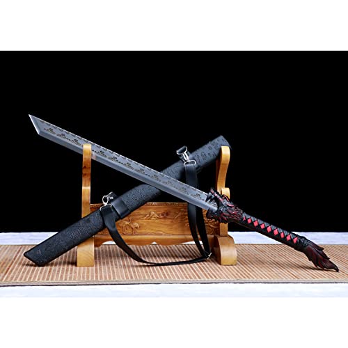 LQSMX sword 32.6 in Broadsword/scharf/Chinesisches Kampfsportmesser Katana Schwert echt Samuraischwert Handgeschmiedeter Manganstahl