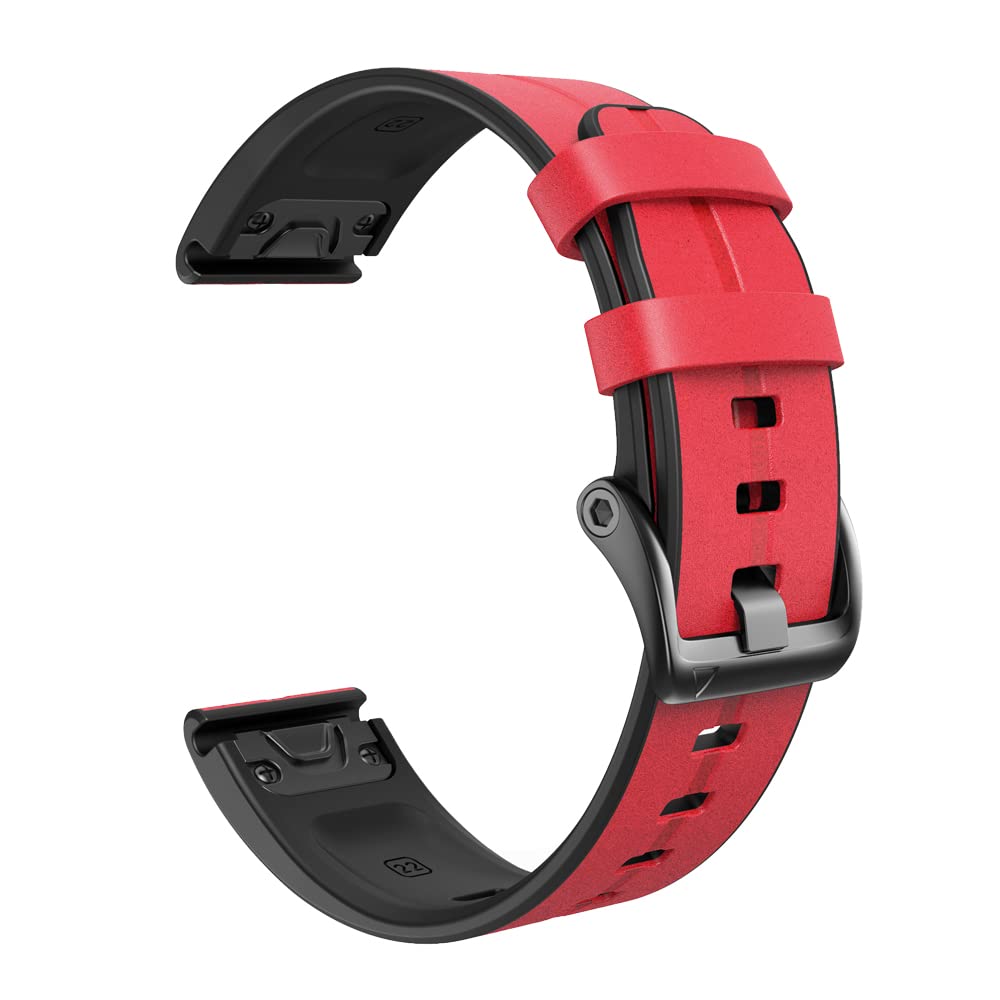 OPKDE 22 x 26 mm Silikon-Armband QuickFit-Armbänder für Garmin Fenix 7X 7 6 6X Pro 5X 5 D2/Tactix 7 Leder-Smartwatch-Armbänder, Quickfit 22mm, Achat