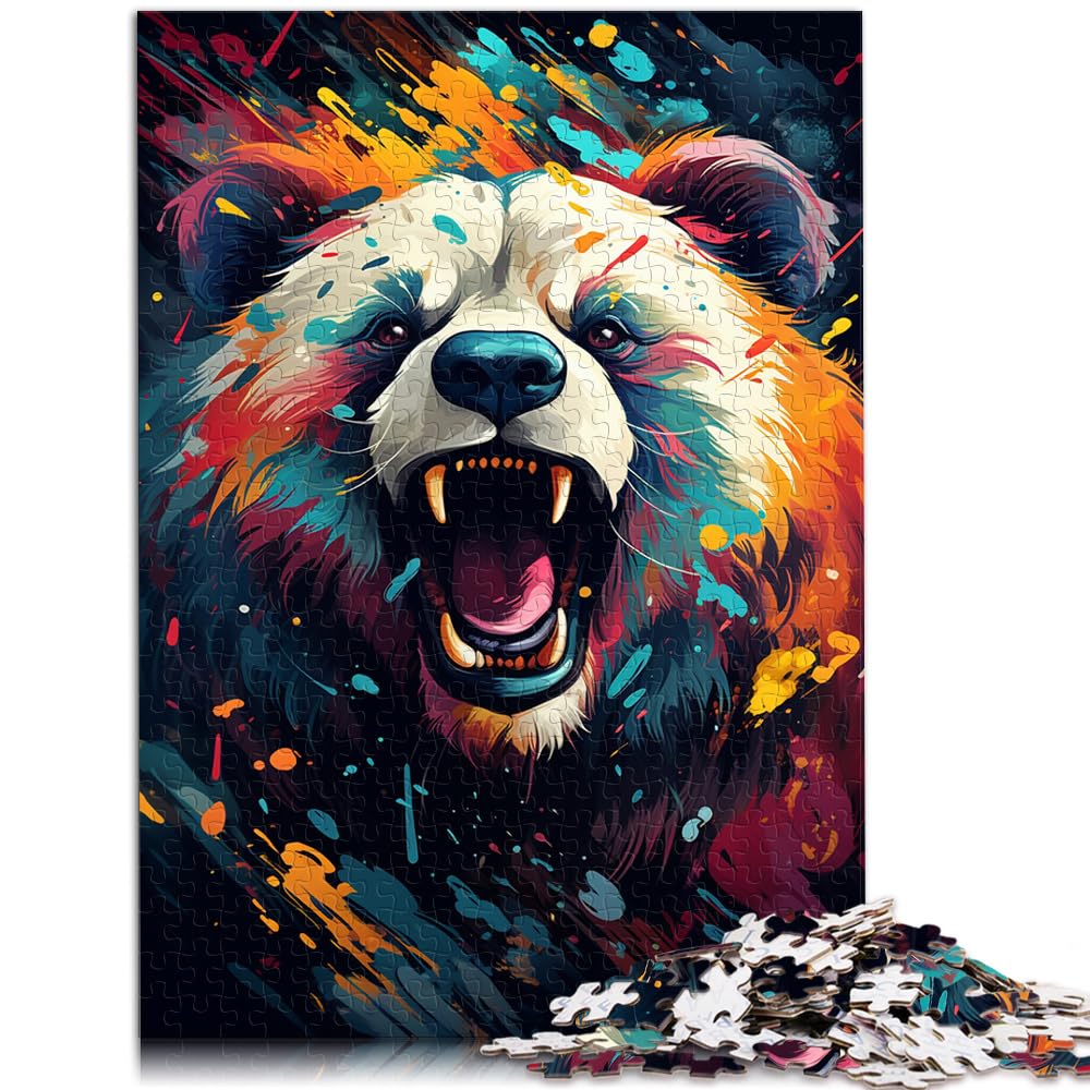 Puzzles zum Verschenken, farbenfroher Psychedelischer Tierpanda, 1000-teiliges Puzzle für Erwachsene, Holzpuzzle, Lernspielzeug, 1000 Teile (50 x 75 cm)