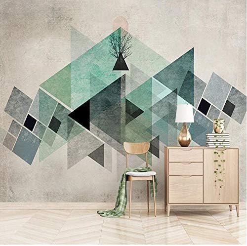 XLMING Geometrische Dreiecks-Szene Im Vintage-Stil Küche Esszimmer Arbeitszimmer Wohnzimmer TV Hintergrund Wand 3D Tapete-350cm×256cm