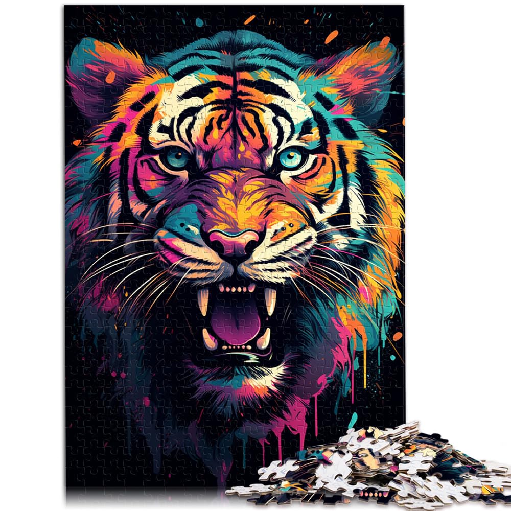 Puzzle, Lernspiele, Sternenhimmel-Malerei, Tiger, 1000-teiliges Puzzle, Holzpuzzle mit vollständig ineinander greifenden und zufällig geformten Teilen, 1000 Stück (50 x 75 cm)