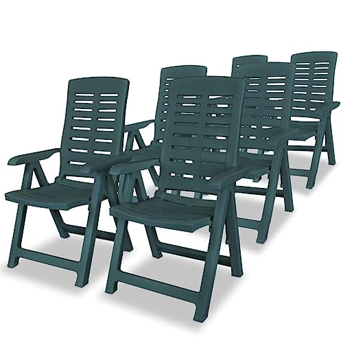 vidaXL 6X Gartenstuhl Verstellbar Witterungsbeständig Hochlehner Klappstuhl Liegestuhl Klappsessel Gartenstühle Stuhl Stühle Kunststoff Grün