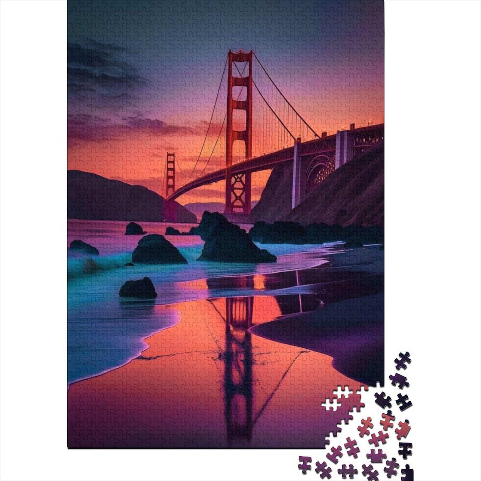 Golden Gate Bridge - Holzpuzzle für Erwachsene - Puzzle 1000 Teile - Lernspiel - Herausforderungsspielzeug (Größe 29,53 x 19,69 Zoll)