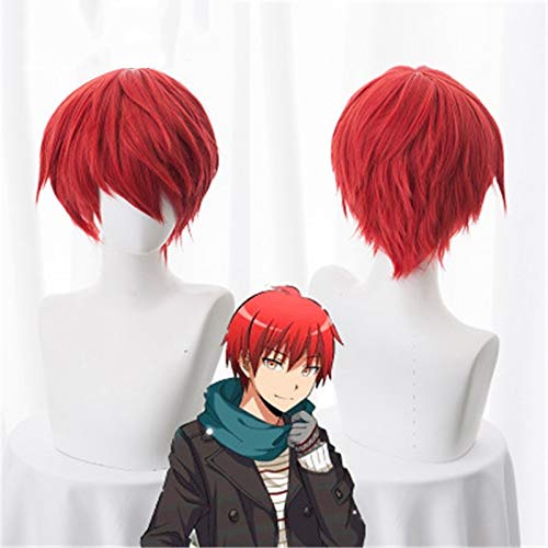 LINLINCD Cosplay wig Schicksal/Nacht bleiben Emiya Shirou Cosplay Perücke Kurz Flauschig Geschichtet Rot Orange Synthetisches Haar Halloween Karneval Kostüm Perücken Kuzw028