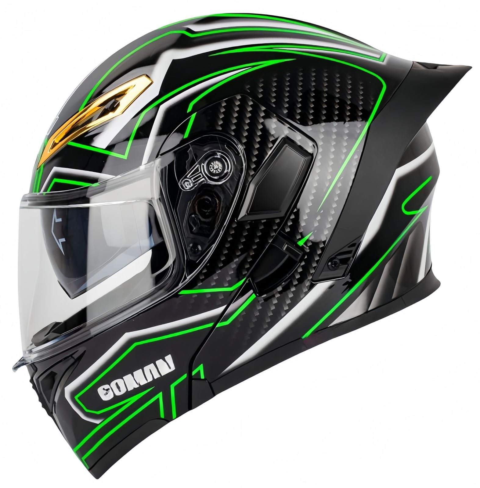 Modularer Motorradhelm, integrierter Motorradhelm, ECE-geprüfter, atmungsaktiver Rollerhelm mit Doppelvisier, Herren- und Damen-Rollerhelm, Doppel-Integralhelm F,XL61-62CM