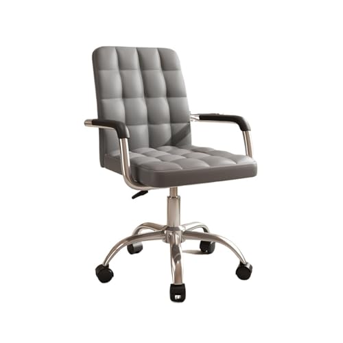 Bürostuhl Ergonomischer Weicher, gemütlicher Schreibtischstuhl aus PU-Leder mit Rollen und Armlehne, drehbarer, verstellbarer Home-Office-Schreibtischstuhl mit mittlerer Rückenlehne for Wohnzimmer, Sc