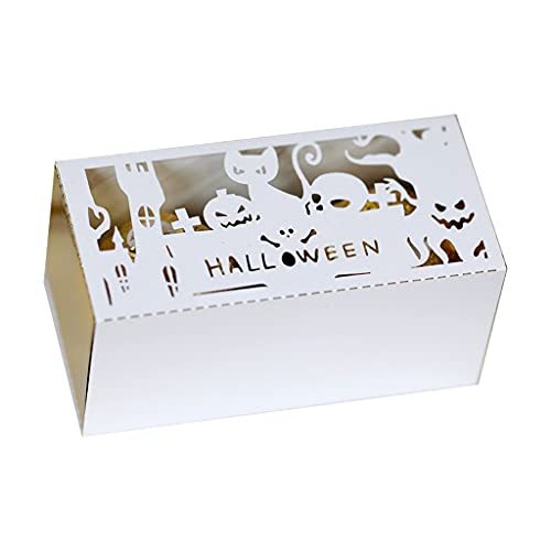 100 Stück hohle Papier-Schokoladenschachteln, Halloween-Buchstaben für Totenkopf, Kürbis, Schloss, Geschenk, Süßigkeitenbox, Behälter, Themenparty, Dekoration, Zubehör, Totenkopf, Kürbis,