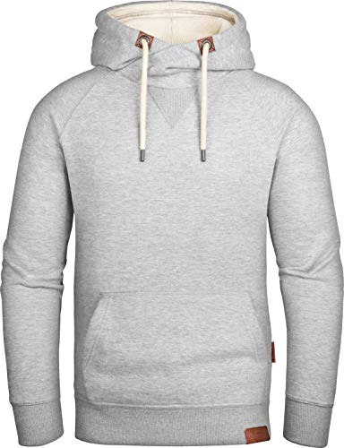 Grin&Bear Herren Kapuzenpullover mit Cross Over Kapuze grau meliert, XL, GEC477