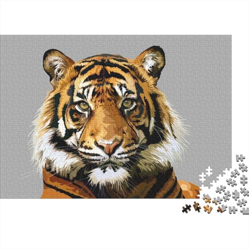 Kunstpuzzle für Erwachsene 1000 Teile Tiger für Erwachsene 1000 Teile Puzzlegeschenke Entspannungspuzzlespiele - Denksportpuzzle (Größe 75x50cm)