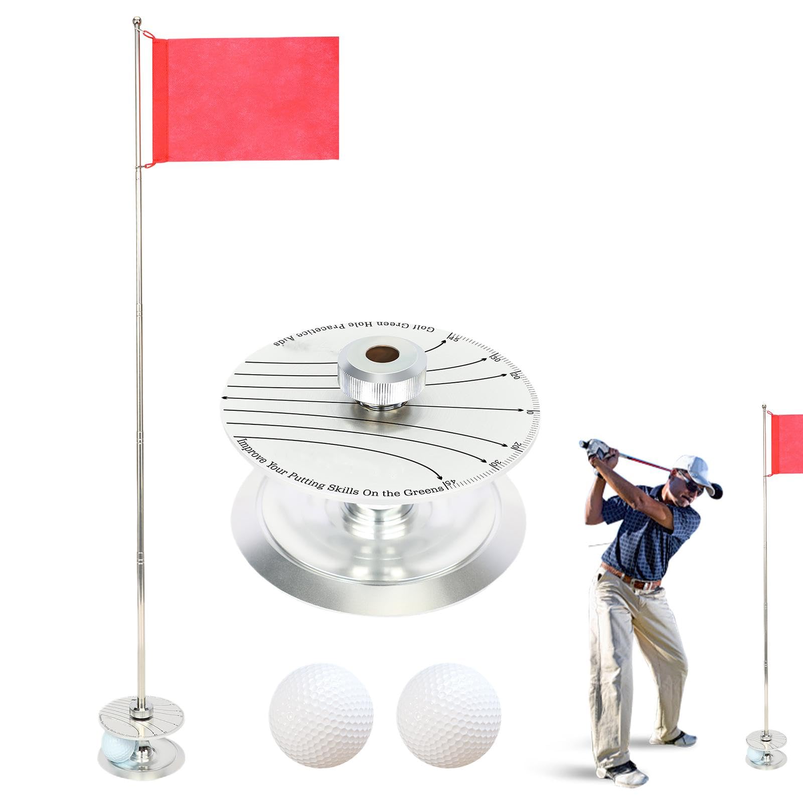 Golfpokal und Flagge - Putting-Green-Pokale und Flaggen - Golf-Lochbecher zum Üben im Hinterhof,Einziehbare Golf-Fahnenstäbe - Übungs-Putting-Green-Flagge, Golf-Stange-Pin-Fahnenmast für Golfliebhaber