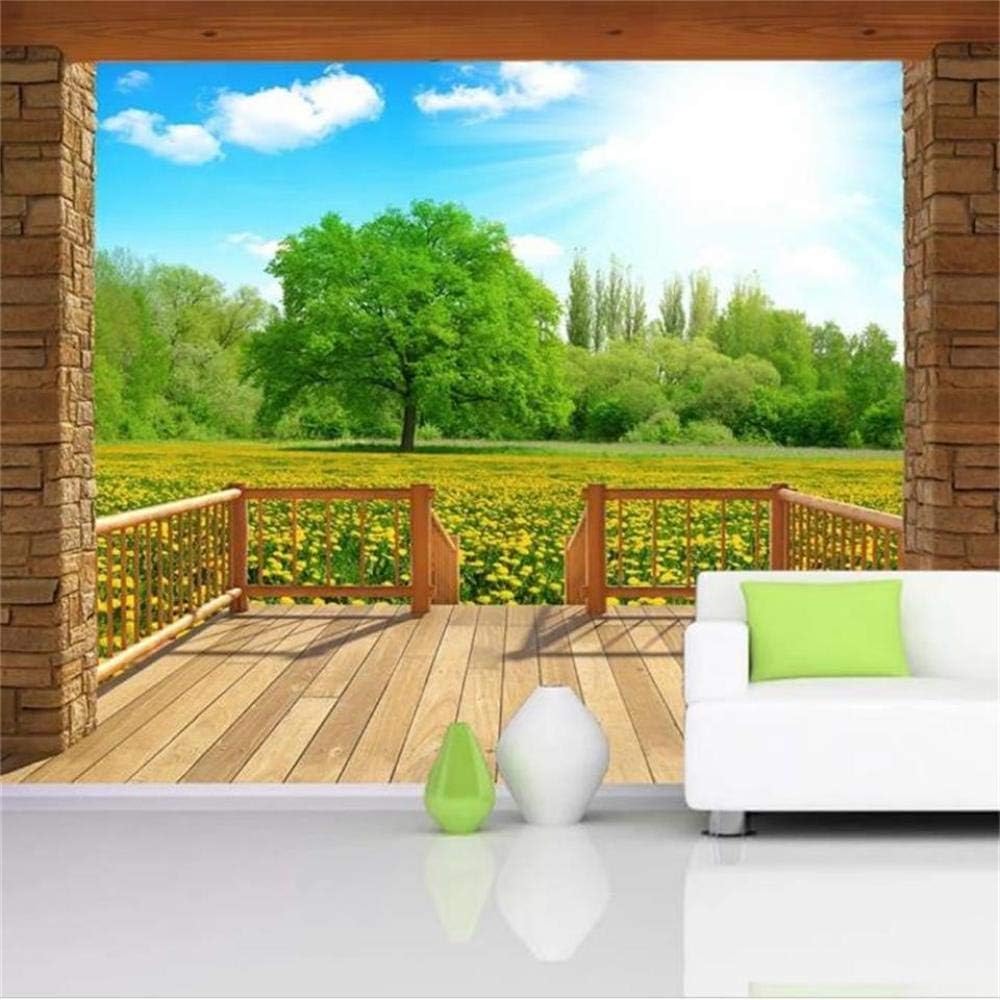 Garten Balkon Baum Himmel 3D Tapete Poster Restaurant Schlafzimmer Wohnzimmer Sofa TV Dekorative Wand-430cm×300cm