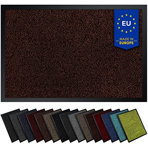 Gentle North Hochwertige Fußmatte braun-schwarz 90x120 groß für Innen & Außen - Schmutzfangmatte rutschfest, waschbar & wetterfest - Fussmatte für Eingangsbereich & Aussenbereich - Läufer Flur dünn