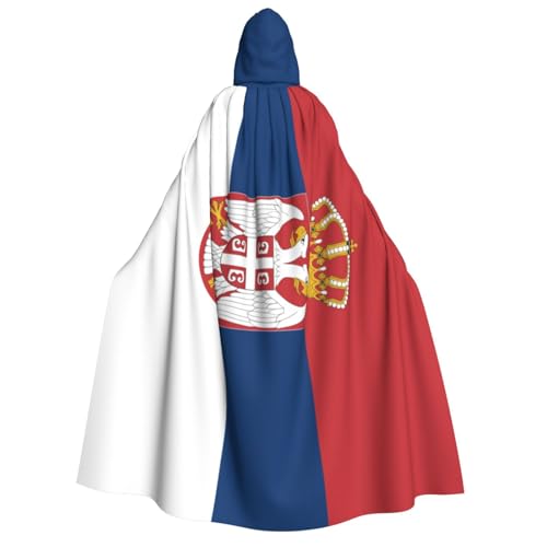 WURTON Kapuzenumhang mit Flagge von Serbien, Unisex, für Halloween, Karneval, Cosplay, vielseitig, für Erwachsene