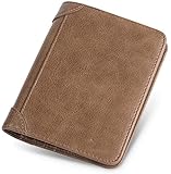 VSULZVNU Herren-Geldbörse, tragbar, Leder, faltbar, vertikale Kartenpackung, bietet Platz für 10 Karten und 30 Geldscheine 11,9 x 9,4 x 2,2 cm (Farbe: Schwarz), Khaki