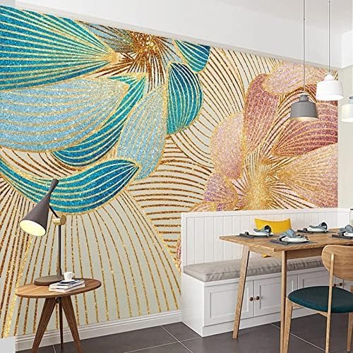 XLMING Licht Luxus Gold Buntes Garn Garn Blume 3D Tapete Home Dekoration Wohnzimmer Sofa Schlafzimmer Tv Hintergrund Wand-350cm×256cm