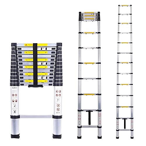 RASOANOA Teleskopleiter aus Aluminium für Wohnmobile, 8 m/7 m/6,2 m/5 m/4 m/3,8 m/2,6 m hoch, ausziehbare Teleskopleitern für Dachzelte, Lofts und Häuser, Tragkraft 150 kg Ambitious