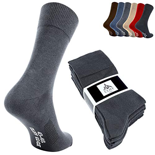 Cliff Edge Premium Business-Socken aus gekämmter Baumwolle zum Arbeiten für Herren und Damen in schwarz blau rot grau braun beige bunt 5 10 20 Paar (43-46, 10x Dunkelgrau)