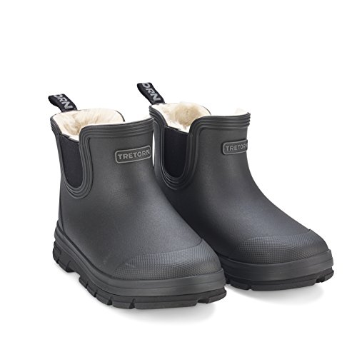 Tretorn AKTIV Chelsea Winter Kurzschaft Gummistiefel Wasserdicht Natürliches Gummi Kinder, Schwarz - Größe: 27