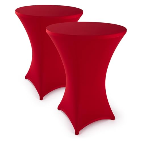 Blumtal 2er-Set Stretchbezug Stehtisch Hussen - Elegante Stehtischhusse für Bistrotisch Ø 70-75cm, Rot