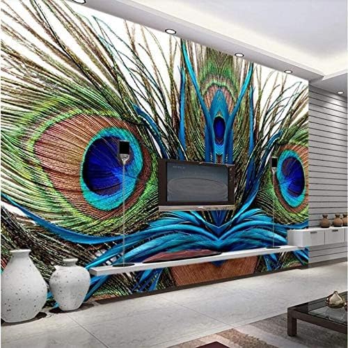 XLMING Modisch Abstrakt Blau Pfau Bunte Federn Küche Esszimmer Arbeitszimmer Wohnzimmer TV Hintergrund Wand 3D Tapete-430cm×300cm