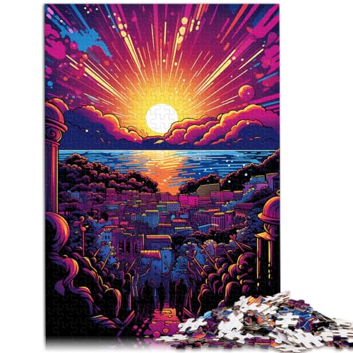 Puzzle Dubrovniks farbenfrohe psychedelische Puzzles für Erwachsene 1000 Puzzles Holzpuzzle mit vollständig ineinander greifenden und zufällig geformten Teilen 1000 Teile (50 x 75 cm)