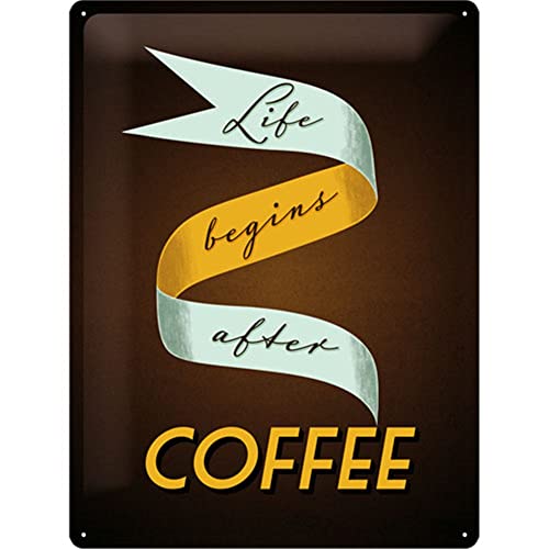 Nostalgic-Art Retro Blechschild, Life Begins After Coffee – Geschenk-Idee für Kaffee-Liebhaber, aus Metall, Vintage-Design zur Dekoration, 30 x 40 cm