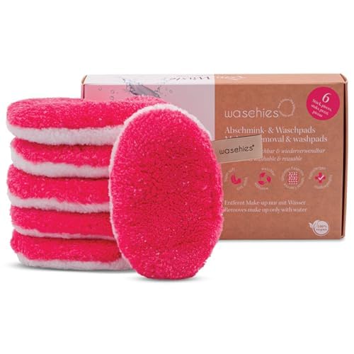 waschies waschbare Abschmink- & Reinigungspads wiederverwendbar, porentiefe Reinigung nur mit Wasser, hautschonend, hypoallergen, supersoft "Pink Edition" 6er Set