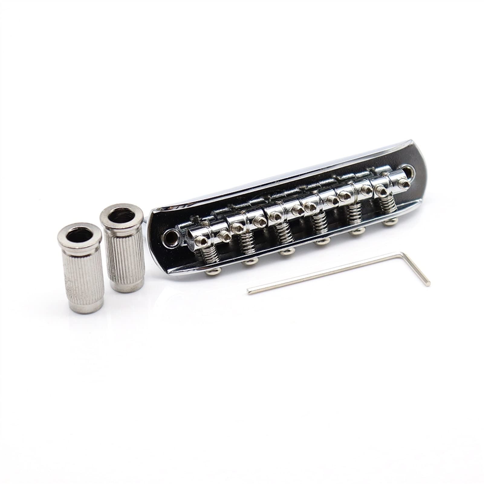 1 Satz Gitarrenbrücke Einstellbarer Gewinde 6 String Sattelgitarrenmaster Bridge Für St Lp. Gitarre Gitarrebrücke(1Set Sliver)