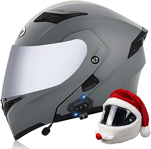 Motorrad Integrierter Bluetooth Modularer Klapp-Motorradhelm DOT/ECE-Zugelassener Mit Doppeltem Sonnenvisier Leichter Integral-Motorradhelm Für Erwachsene Herren Damen