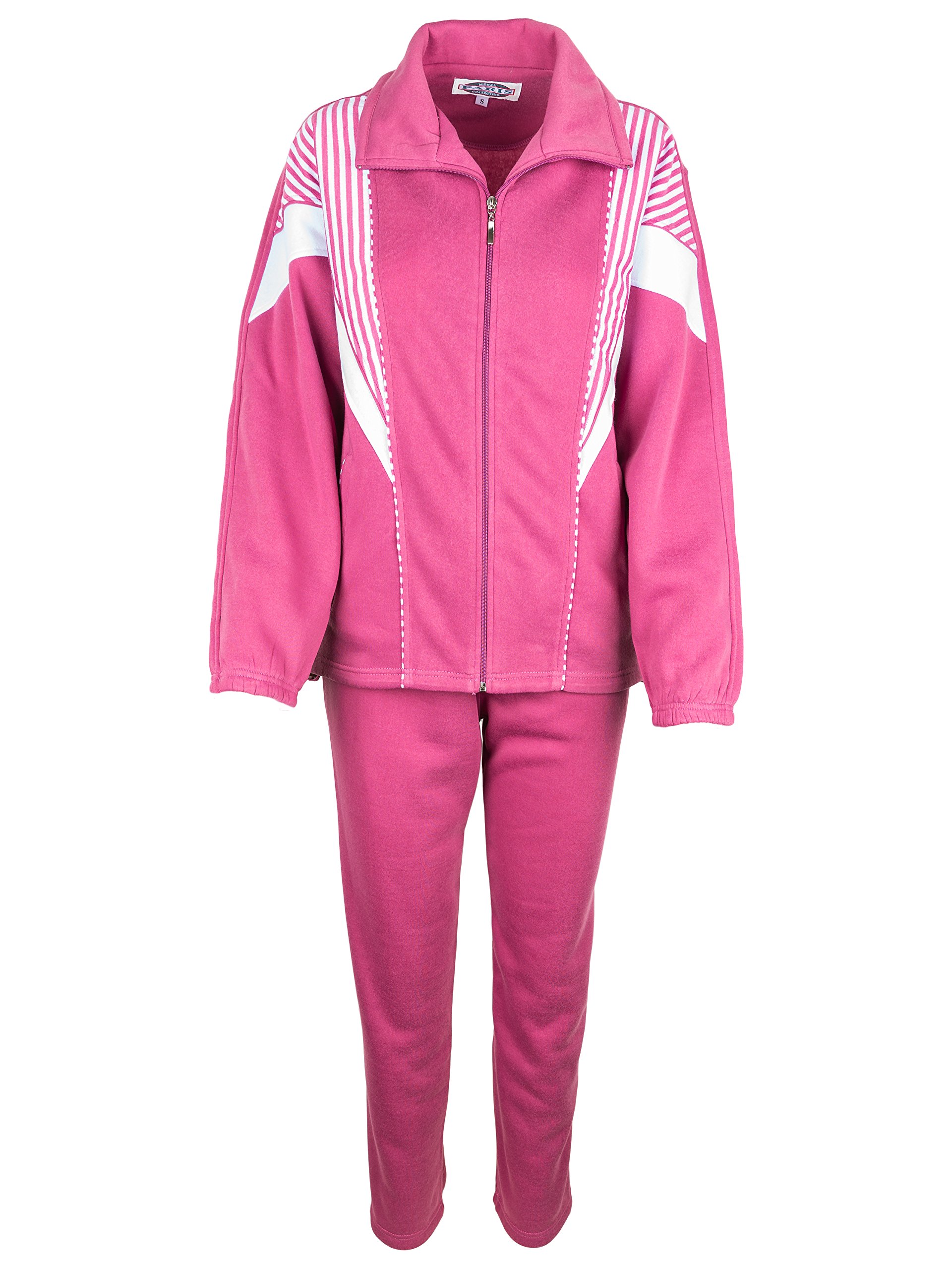 SOUNON Damen Baumwolle Trainingsanzug, Jogginganzug, Sportanzug, Freizeitanzug, Hausanzug Pink-Rosa, Groesse: XXL