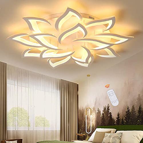 LED Deckenleuchte Dimmbar Blumen Deckenlampe Mit Fernbedienung Moderne Große Wohnzimmerlampe Acryl Lichtfarbe Helligkeit Einstellbar Kronleuchter Für Schlafzimmer Esszimmer Kinderzimmer,14 Heads