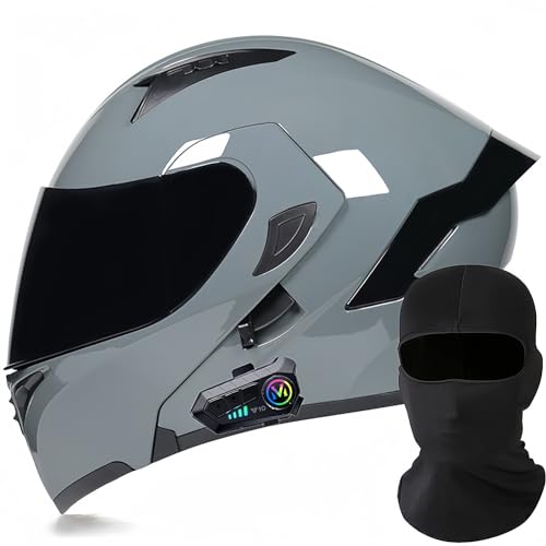 Modularer Motorrad-Bluetooth-Helm, DOT/ECE-Zugelassener, Hochklappbarer, Integrierter Motorradhelm Für Männer Und Frauen Mit Doppelvisier, Integriertem Dual-Lautsprecher 8,XXL63 ~ 64cm