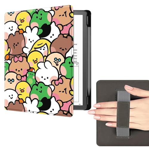 Case for 10.2" Kindle Scribe 2022, Smart Auto Wake Sleep PU Leather Case Cover with Hand Strap Compatible with Kindle 10th Gen 2019 Release - Cute animals huddled together