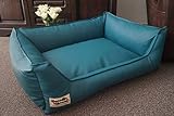 Hundebett Hundesofa Schlafplatz Kunstleder Similpelle Farbe und Größe wählbar von XS bis XXL (70 cm X 55 cm, Petrol)