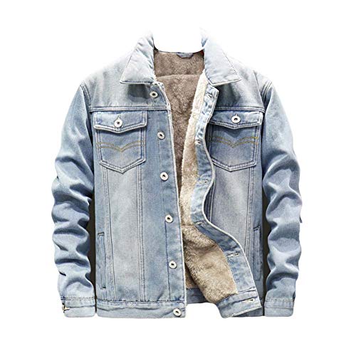 YOUCAI Herren Jeansjacke Flanellhemd Winterjacke Thermohemd Jacke Strickjacke Sweatshirt Elegante Freizeitjacke Outdoorjacke Männer Jacke Slim Fit,Blau2,7XL