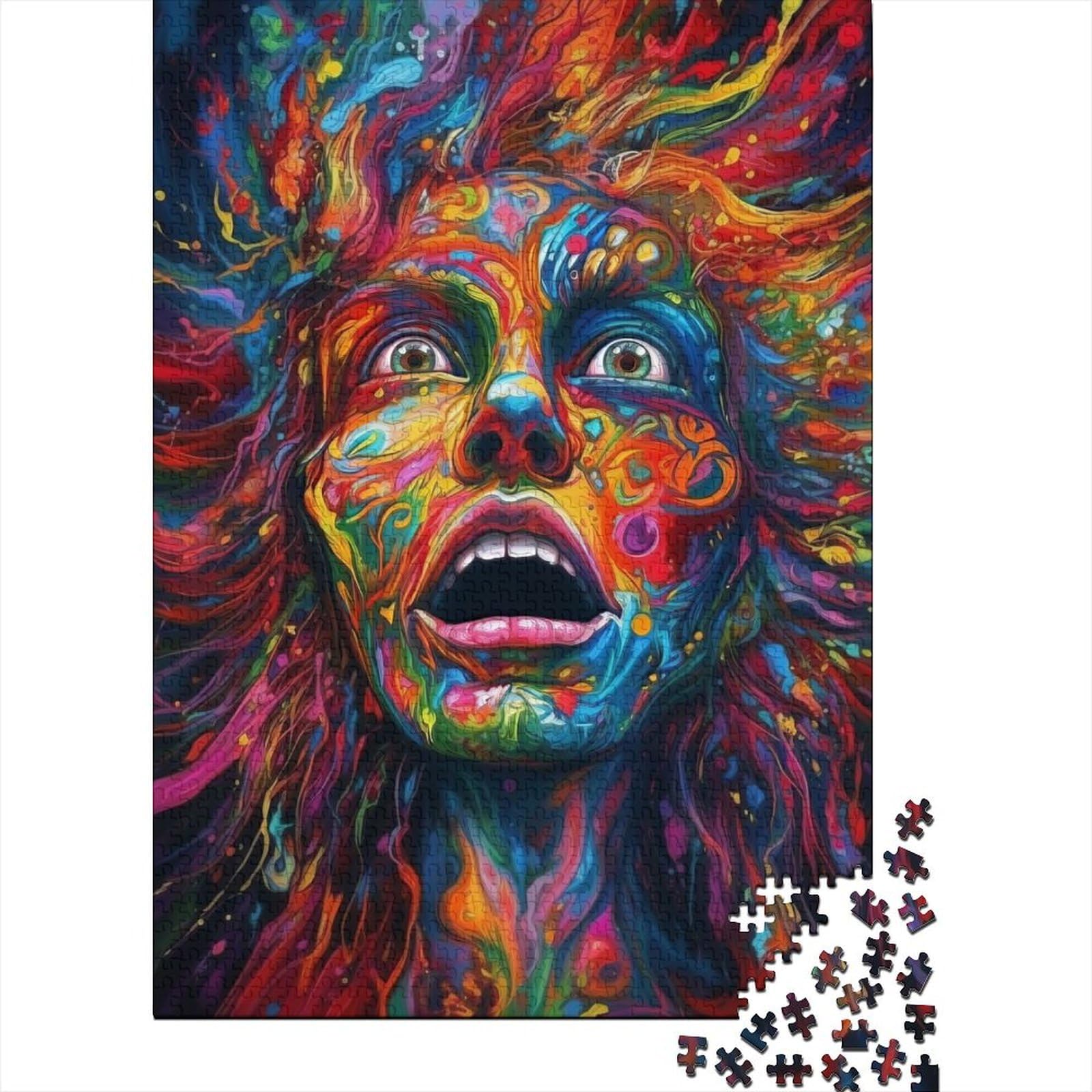 500-teiliges Puzzle für Erwachsene Teenager, Psychedelische Frau, Holzpuzzle für Erwachsene, Puzzle, Mitmachspiel, Familiendekoration, 52 x 38 cm