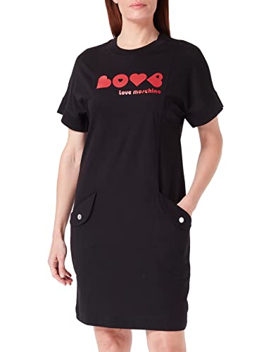 Love Moschino Women's Comfort fit Short-Sleeved Dress, Black, 46