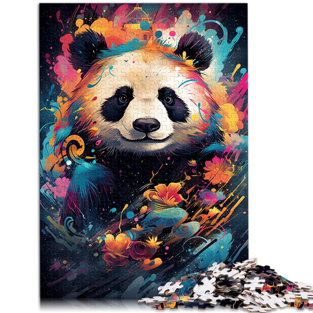 Puzzle-Geschenk, farbenfrohes Puzzle im psychedelischen Panda-Kunststil, 1000 Teile, Holzpuzzle, Familienaktivität, Puzzle, Lernspiele, 1000 Teile (50 x 75 cm)