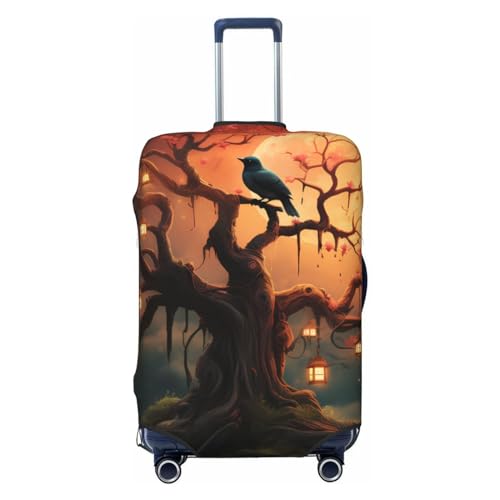 CSGJMYGS Mysterious Tree Birds Gepäckabdeckungen für Koffer, waschbar, modisch, dehnbar, kratzfest, passend für 45,7 - 81,3 cm Gepäck, XL, Schwarz, XL, Schwarz , XL