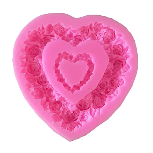 Valentinstag Fondant Formen Hochzeit 3D Rose Silikon Form Herz Süßigkeiten Backform Für Süßigkeiten Kuchen Cupcake