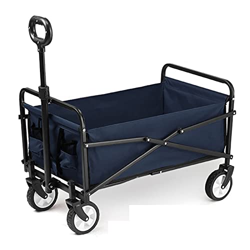 Haustier-Reise-Kinderwagen, zusammenklappbarer Kinderwagen for große Hunde, 4 Räder, stoßfest, langlebig, waschbar, Rot (Color : Blu)