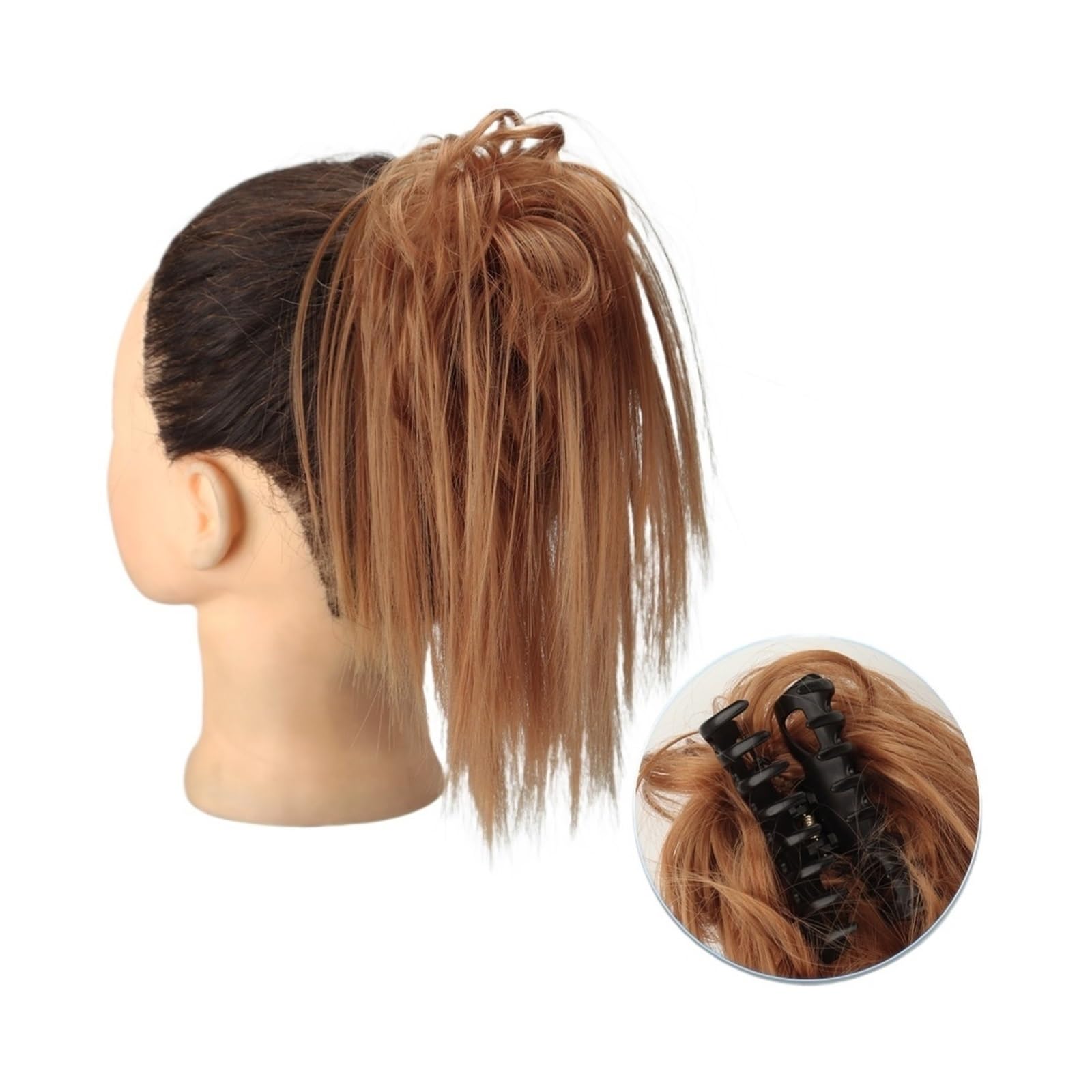 Haarteil Synthetische Haarverlängerung mit Krallenclip, unordentlicher Dutt, flauschiger Chignon, schwarzblonder Haarknoten, Hochsteckfrisur, falsches natürliches Haarteil for Frauen Haarverlängerung(