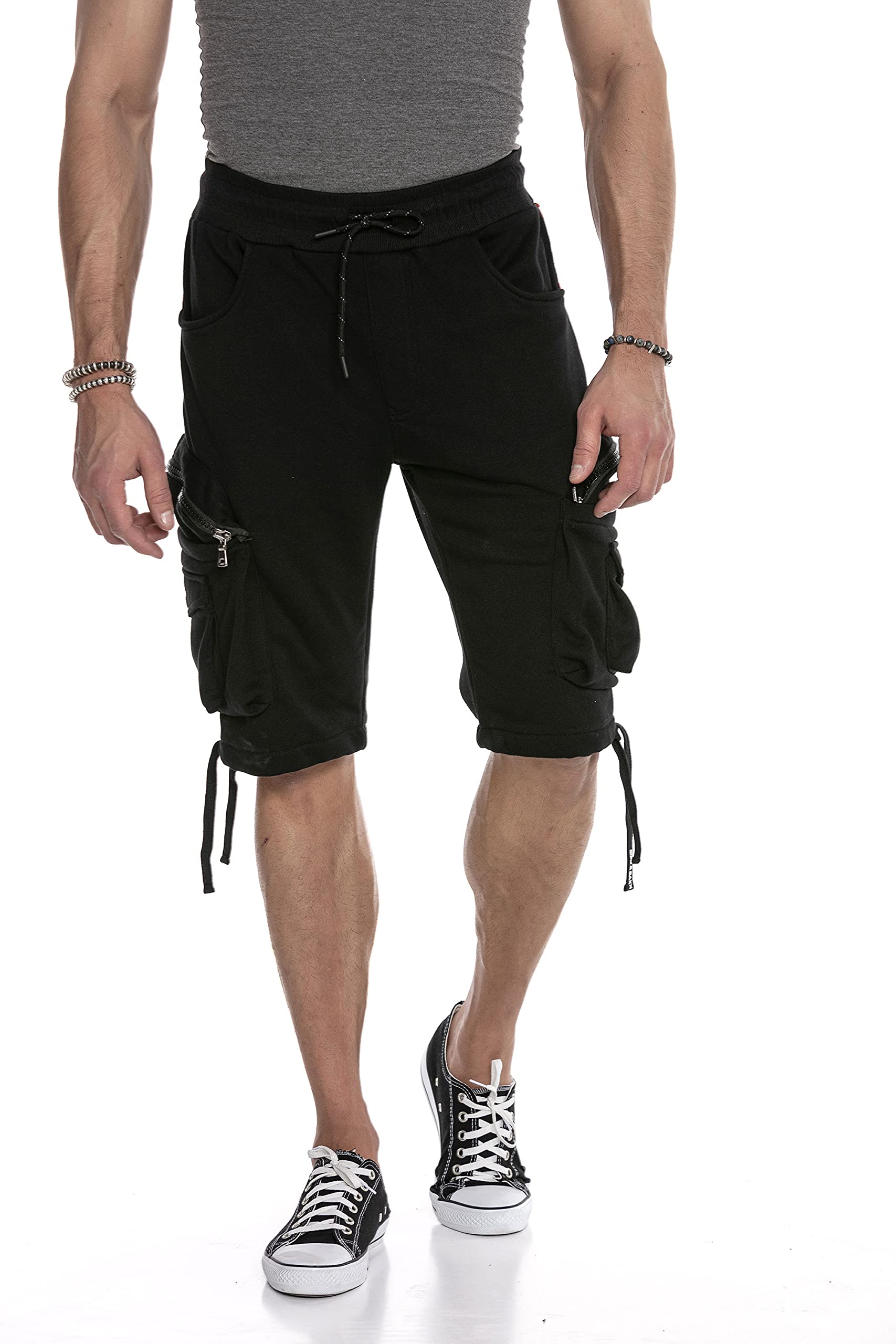 Cipo & Baxx Herren Shorts Bermuda Capri Kurze Hose Jeans Denim CK225 Schwarz M