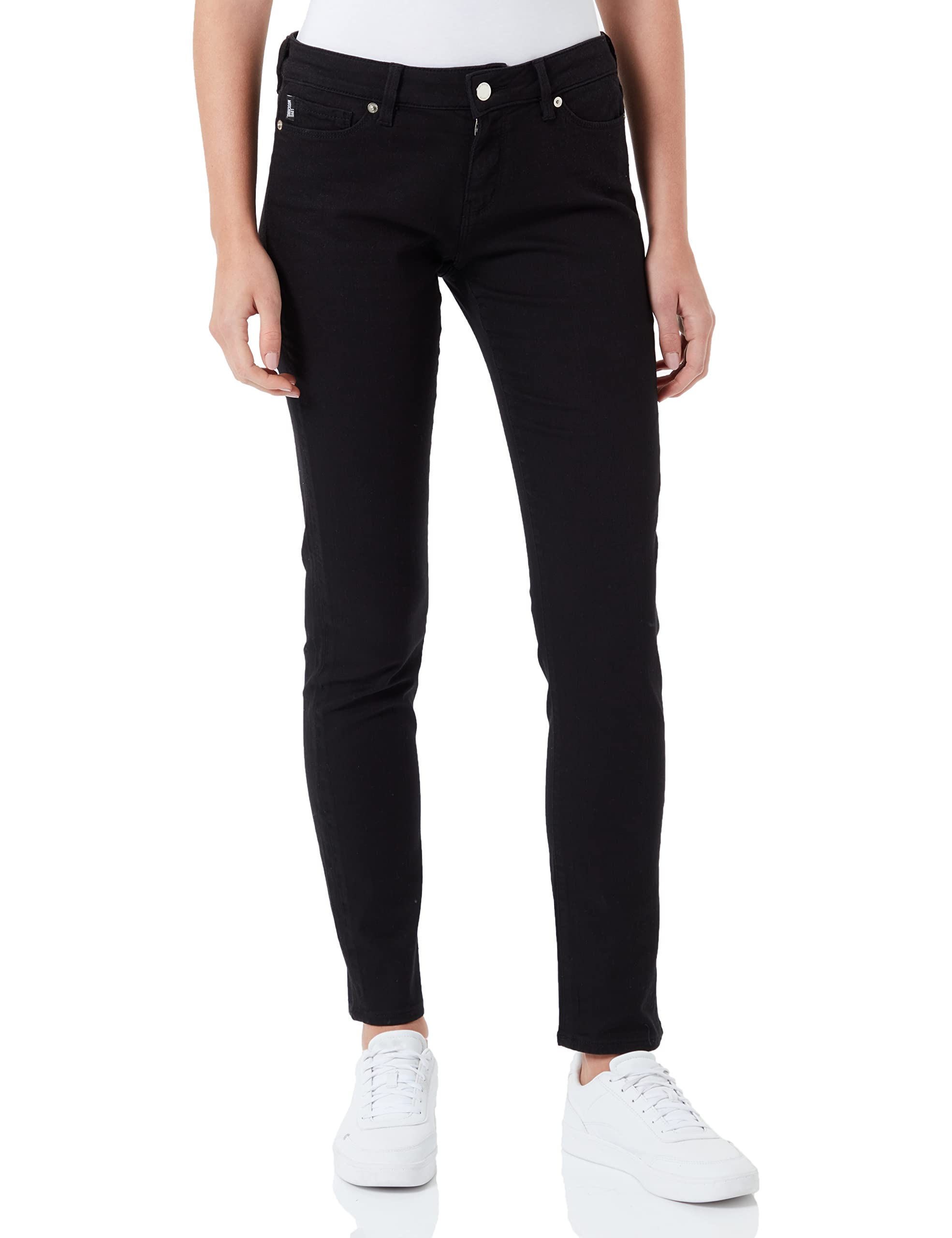 Love Moschino Womens Garment Dyed Skinny 5 Pocket Trousers Casual Pants, Black, 27