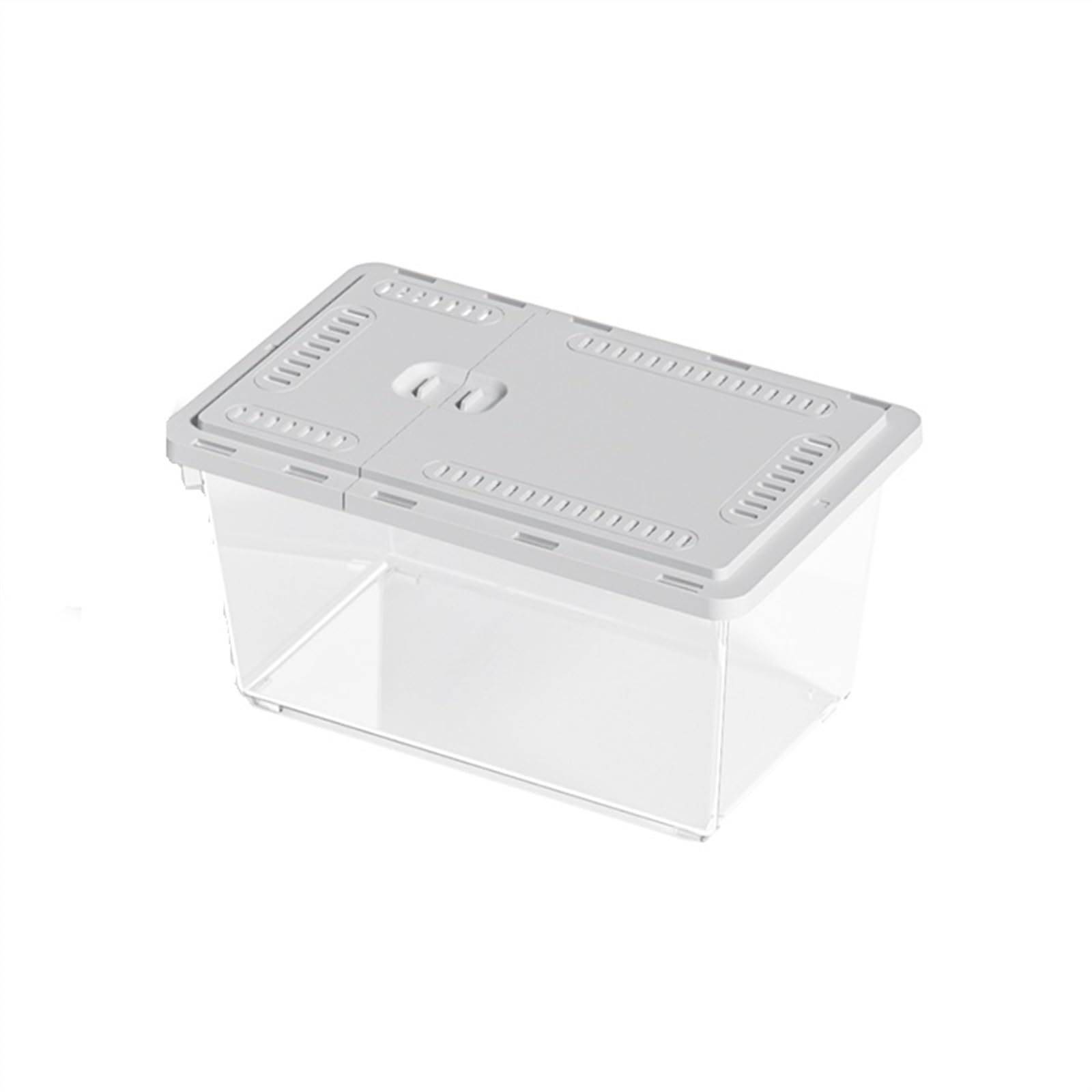 Aquarium PET-Haushaltsfischtank Schildkrötentank Außenfänger Spezialbehälter Haushaltsfütterungsbox mit Schiebedeckel Aquarium-Kit(Grigio,27x17.5x14.5cm)