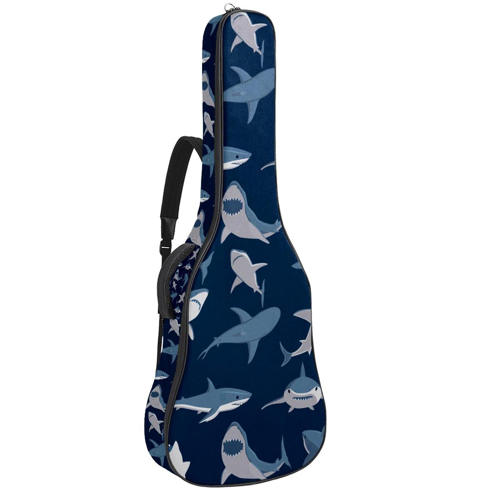 Gitarrentasche Schutz- und Transporttasche für akustische und klassische Gitarren wasserfest und gepolstert Blue Ocean Shark Pattern 108.9x42.9x11.9 cm