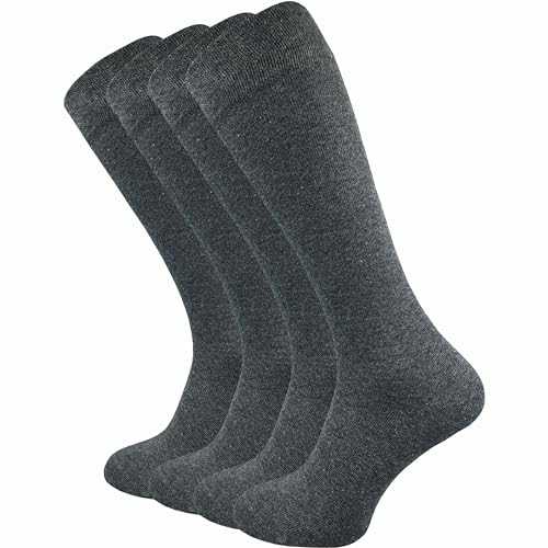 GAWILO Damen & Herren Kniestrümpfe (4 Paar) lange Socken mit Komfortbund aus 80% Baumwolle | kein Verrutschen |ohne drückende Naht | extra weich und lange haltbar (47-50, grau)