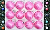 Jack 12x Glas Eislack Christbaumkugeln 6cm Thüringer Weihnachtskugeln Kugeln, Farbe:Pink Eislack